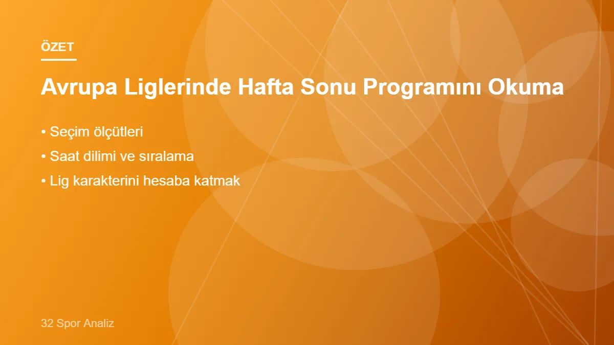 Avrupa Liglerinde Hafta Sonu Programını Okuma Avrupa Liglerinde Hafta Sonu Programını Okuma – ana başlıklar