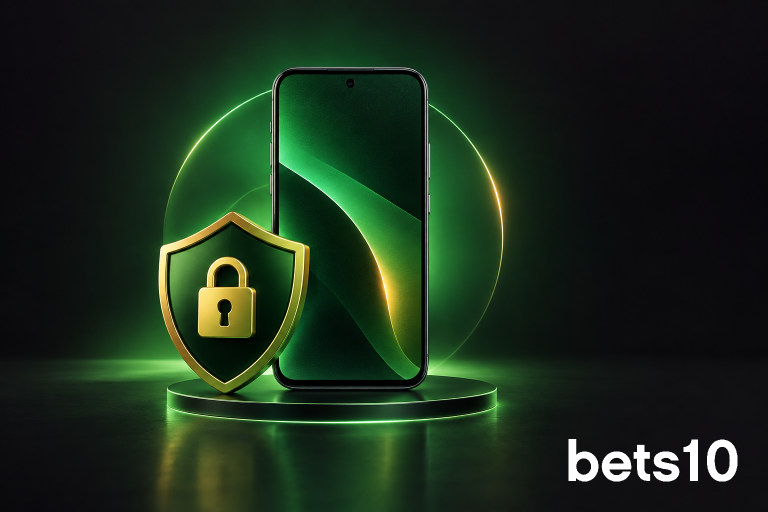 Koyu zeminde yeşil ışıkla aydınlatılan telefon ve kilitli kalkan, bets10 apk indir android araması sonrası yapılacak güvenlik kontrollerini simgeliyor.